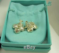 Tiffany & Co Vintage Large Sterling Silver Dogwood Flower Pierced Earrings