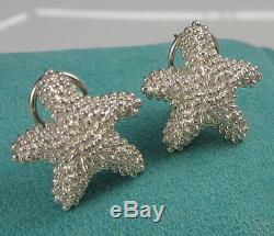 Tiffany & Co Vintage Rare Large Bumpy STARFISH Sterling Silver Pierced Earrings