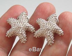 Tiffany & Co Vintage Rare Large Bumpy STARFISH Sterling Silver Pierced Earrings