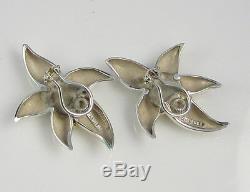 Tiffany & Co Vintage Sterling Silver 18k Gold Turquoise Flower Starfish Earrings