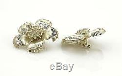 Tiffany & Co. Vintage Sterling Silver Large Dogwood Flower Clip On Earrings