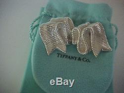 Tiffany&co Angela Cummings Vintage Large Ribbon Earrings Sterling Silver Rare