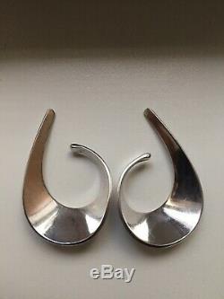 Tone Vigeland Norway Vintage Sterling Silver Modernist Ear Cuff Sling Earrings
