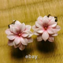 Toshikane Japan Porcelain Earrings Sterling Silver Flower Motif Vintage