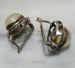 True Antique Art Deco Art Nouveau Sterling Silver 925 Earrings & Ring Moonstone