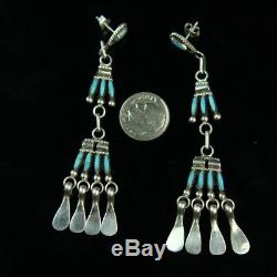 Turquoise cluster stud earrings Vintage pawn Native American sterling silver