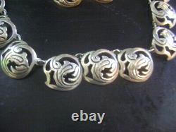 VINTAGE 3 Piece Sterling Silver Set Necklace Bracelet Earrings Mexico TAXCO