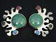 Vintage 60's Tu-37 Carsi Taxco Chrysocolla & Precious Stone Sterling Earrings