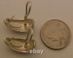 VINTAGE BILL BLASS Sterling Silver 18K Gold 3 LEAF CLOVER Earrings Lever Back