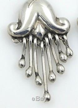 VINTAGE Hector Aguilar. 925 Sterling Silver, Modernist Dangling Earrings, Mexico