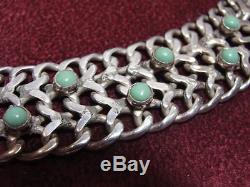 VINTAGE MEXICO Sterling Silver, Turquoise -Necklace, Bracelet, Earring Set-166.3 gr