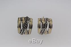 VINTAGE MICHAEL DAWKINS STERLING SILVER AND 14k YELLOW GOLD EARRINGS