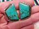 Vintage Navajo Morenci Withpyrite Turquoise Sterling Silver Earrings