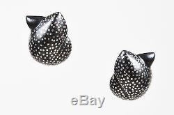 VINTAGE Patricia Von Musulin Ebony Sterling Silver Dotted Chunky Clip On Earring