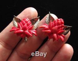 Vintage Sterling Ming's Of Honolulu Ginger Flower Earrings