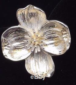 Vintage Tiffany & Co. Sterling Silver Nature Dogwood Earrings Pierced 1 1/2