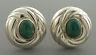 Vintage Tiffany & Co. Sterling Silver Malachite Earrings Italy Rare With Pouch