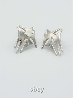 VNTG B&L Denmark 925 Sterling Silver Abstract Modernist Earrings Circa 50s-60s