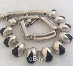 VTG 110g BOLD CHUNKY TAXCO MEXICO MEXICAN STERLING SILVER NECKLACE EARRINGS SET