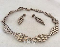 VTG BOLD 103g TAXCO MEXICO MEXICAN STERLING SILVER NECKLACE & EARRINGS SET