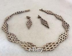 VTG BOLD 103g TAXCO MEXICO MEXICAN STERLING SILVER NECKLACE & EARRINGS SET