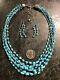 Vtg Jay King Sterling Liquid Silver Turquoise Necklace & Earrings Set 925 Dtr