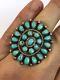 Vtg Old Zuni Sterling Silver Petit Point Sleeping Beauuty Turquoise Ring 1 1/2