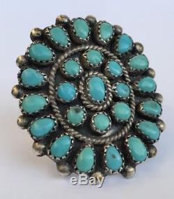 VTG Old Zuni Sterling Silver Petit Point Sleeping Beauuty Turquoise Ring 1 1/2