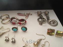 VTG STERLING SILVER EARRINGS LOT/MIX 42 PAIRS WEARABLE = 168 GRAMS