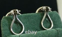 VTG Signed Tiffany & Co 14K Yellow Gold Earrings 925 Sterling Clip On DS38