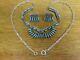 Vtg Signed Zuni Navajo Sterling Silver Needlepoint Turquoise Necklace Earrings