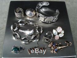 VTG Sterling Silver. 925 Lot Necklaces Rings Bracelet Earrings 121 Grams Signed