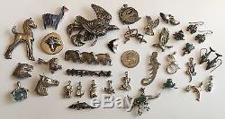 VTG Sterling Silver Animals Lot- Pins, Pendants, Earrings- 165 Grams- Fast Ship