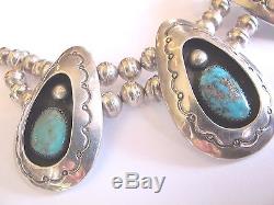 VTG Sterling silver Turquoise Shadowbox Squash blossom Necklace & earrings