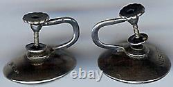 Vera Allison Vintage Modernist Sterling Silver Polished Rocks Screwback Earrings