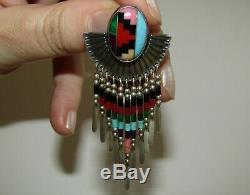 Very Beautiful, Vintage, Navajo Sterling Silver Earrings/turquoise/coral/onyx