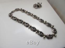 Victoria Taxco Mexico Vintage Sterling Silver Collar Necklace Earrings Set