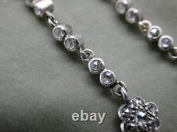 Victorian Edwardian Rose Cut Diamond Sterling 925 Flower Drop Dangle Earrings 2
