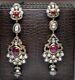 Victorian Gorgeous Ruby Gemstone Rose Cut Polki Earring 925 Sterling Silver