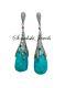 Victorian Rose Cut Diamond And Turquoise Earing, 1.36ct Diamond, Silver Purity