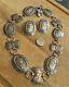 View Vtg, Signed Fw, Navajo, Sterling Concho Necklace & Matching Post Earrings
