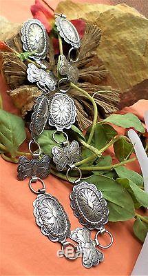 View VTG, Signed FW, Navajo, Sterling Concho Necklace & Matching Post Earrings