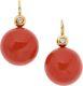 Vintage 12mmball Cut Simulated Red Coral Drop Dangle Earrings Sterling Silver925