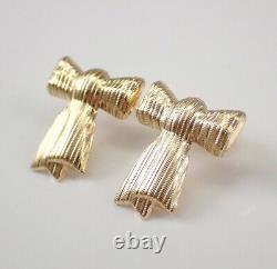 Vintage 14K Yellow Gold Plated Bow Tie Earrings Ribbon Bow Knot Stud Design