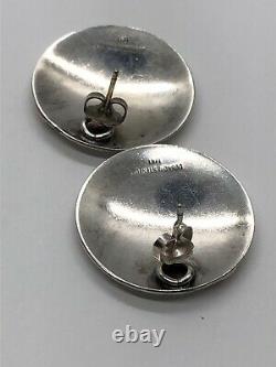 Vintage 14k Gold Sterling Silver Earrings 925 Lenore Doskow Modernist Round