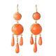 Vintage 15mm Round Orange Coral Earring 14k Yellow Gold Over Dangle Earring
