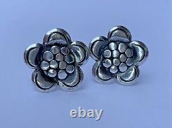 Vintage 1970s James Avery Clip On Flower Earrings Sterling Silver RETIRED