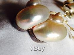 Vintage 1984 Betsy Fuller Double Sea Shell Pin WithMatching Earrings Sterling 14K