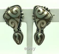 Vintage 1988 Margaret Ellis Bronze & Sterling Silver Modernist Studio Earrings