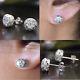 Vintage 1 Ct Off White Round Cut Moissanite Sterling Silver Halo Stud Earring